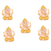 5X Haidianzi Gold Lord Ganesha Buddha Statue Elephant God Sculture Ganesh Figurine