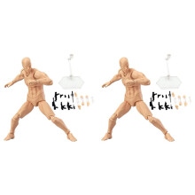 2X Action Figures, Drawing Models Figure Artist Draw Painting Model with Stand Support & Accessories for Artists, Male B