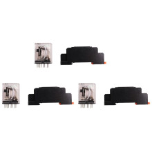 3X HH52P 24V Coil DPDT 8 Pins Electromagnetic Power Relay with DYF08A Base, Black+ Clear