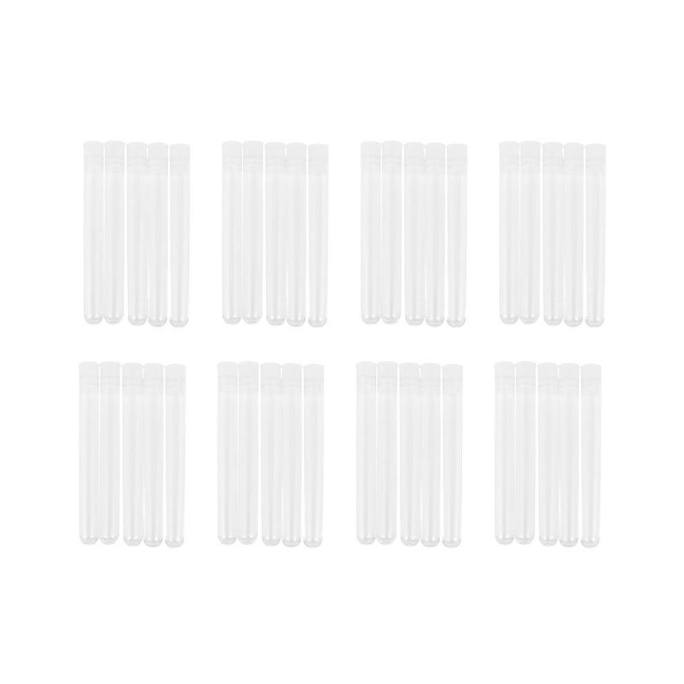 600Pcs Clear Plastic Test Tube With Cap 12X100mm U-Shaped Bottom Long Transparent Test Tube Lab Supplies 4712676841875
