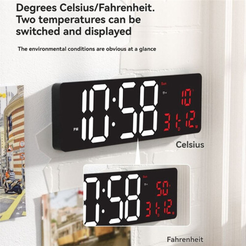16.5'' Large Digital Wall Clock  LED /Alarm/Timer Function/Emperature Display Digital Clock Electronic Watch D 2