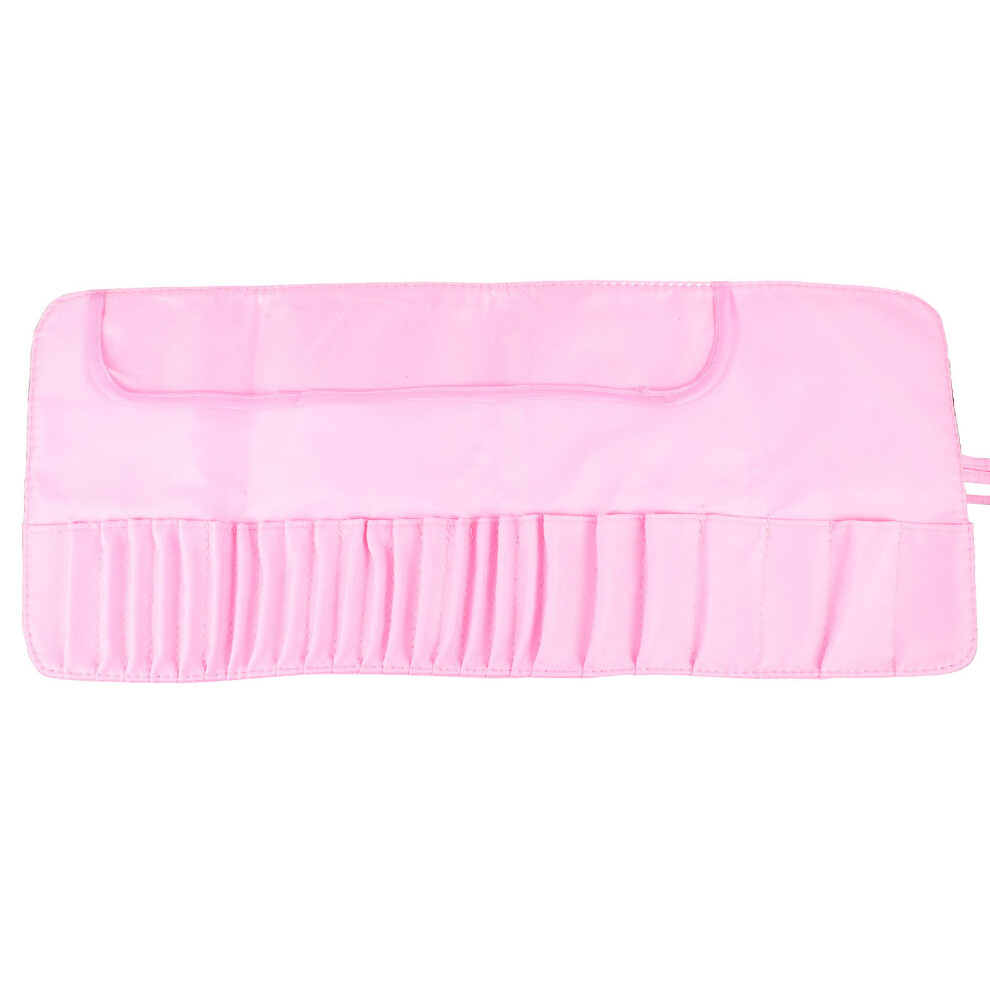 Aboofan Pink Nylon Makeup Brush Rolling Holder Portable Organizer Pouch