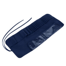 Lightweight Blue Nylon Makeup Brush Case Rolling Organizer Pouch