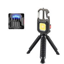 (With Tripod) Mini COB LED Flashlight Screwdriver Window Breaking Hammer Multifunction Keychain Light Portable Work Light Camping Lantern