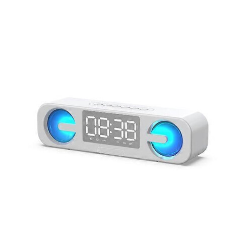 (White) Portable Bluetooth Speakers Lamp with Bluetooth Sound Powerful Bluetooth Speaker Box With Clock LED Display For Mobile Phone PC