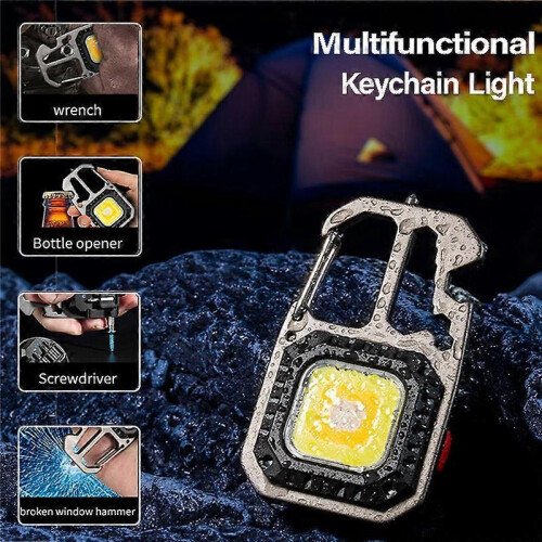(With Tripod) Mini COB LED Flashlight Screwdriver Window Breaking Hammer Multifunction Keychain Light Portable Work Light Camping Lantern 1