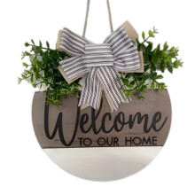 33cm Front Door Wreath Countrysides Wooden-striped welcome plan