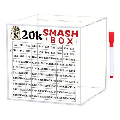10K/20K Smash Box for Money,10K/20K Saving Challenge Box-L