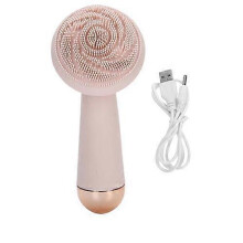 (USB, Beige) Facial Brush Skin Massager Electric Silicone Face Brush USB Cleansing Waterproof Sonic Vibration Beauty Instrument Care Tool