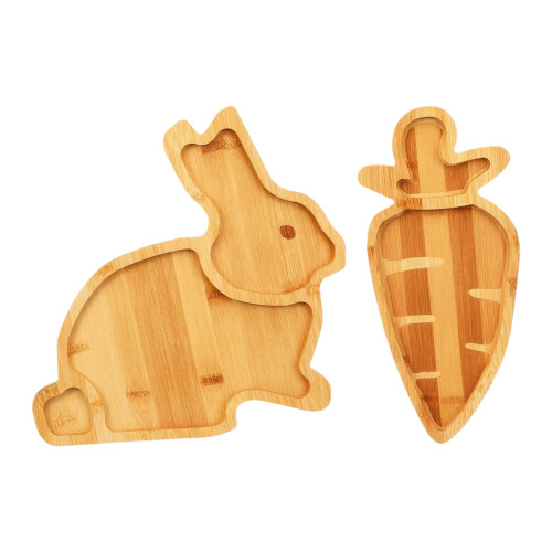 Plat en bois polyvalent en forme de lapin/carotte,-carotte 1