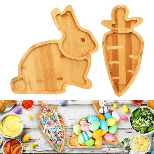 Plat en bois polyvalent en forme de lapin/carotte,-carotte 2