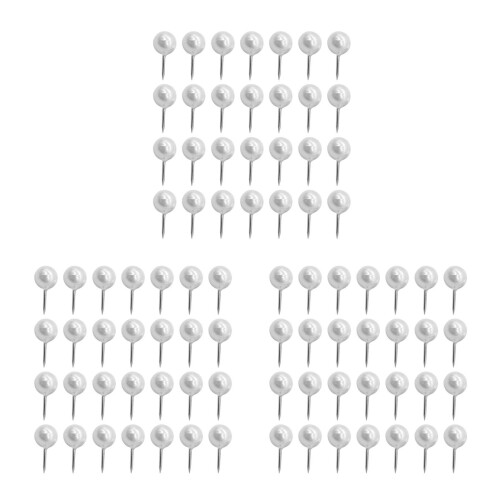 Pearl White Corkboard Push Pins Strong Plastic Metal Map Tacks 1