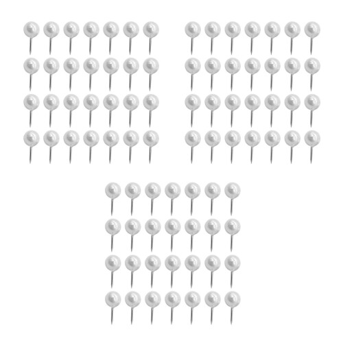 Pearl White Corkboard Push Pins Strong Plastic Metal Map Tacks 2