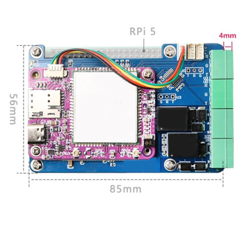 MPUUART for RPi 5 PCIe to USB UART HAT for Raspberry Pi 5 RS485 ISO RS232 USB2.0 4G LTE Module 2