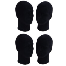 Polystyrene Black Foam Men Model Mannequin  Dummy Stand Shop Display Hat, 4 x BLACK