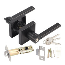 1 Set American Door Lock 3-Lever Type Entry Lever Door Handle Lock with Key for Hall for Front&Exterior Door Handle Set