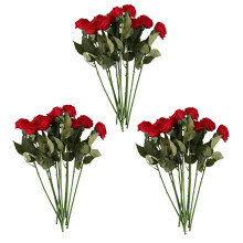 30 Pcs Latex Real Touch Rose Decor Rose Artificial Flowers Silk Flowers Floral Wedding Bouquet (Dark Red)