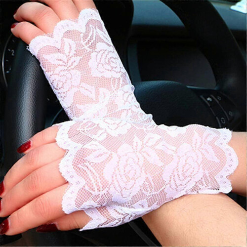 Paar Spitzen-Handschuhe Polyester Halbfinger-Golf-UV-Schutz fingerlose halbe 2