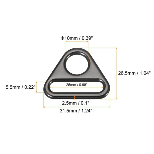 Triangle Buckle Adjuster, Triangular D Ring Adjustment with Rod Swivel Clamp for Webbing School Bag Strap Webbing A 1