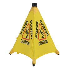 Caution Wet Floor Sign, Slippery When Wet Pops Sign, Wall Mounted Foldable Bilingual Safety Warning Alert Cone