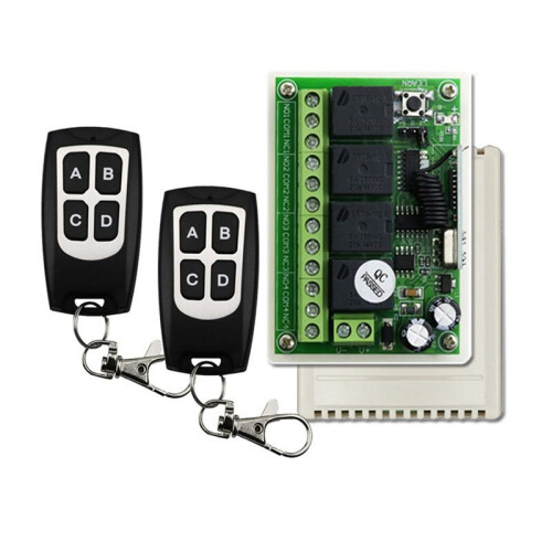 433MHz 12V 24V Relay Module Receiver with 2xTransmitter RF Wireless Remote Control  for Garage Light Motor DIY