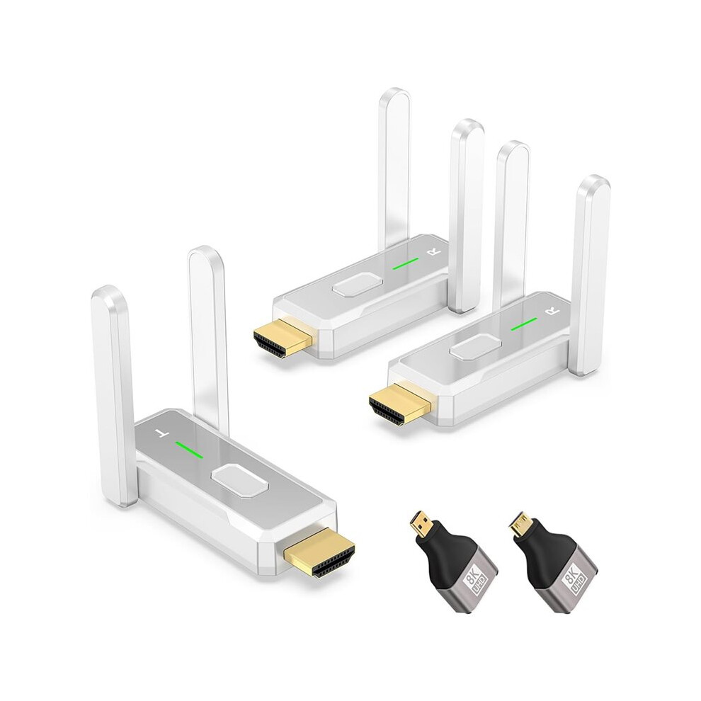Wireless Transmitter And 2 Receivers Set 500 Ft Range 2.4G+5G Plug & 1080P Hd Audio And Video Transmission 4711262616699
