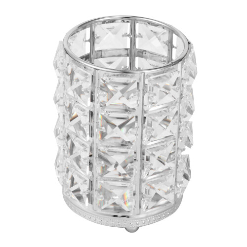 Silver Hollow Crystal Cosmetics Holder Makeup Brush Pen Organizer