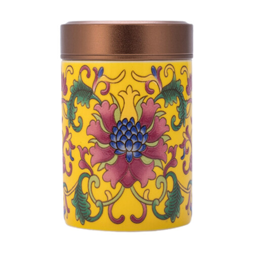 2Pcs Yellow Ceramic Tea-Leaf Jars Tea Storage Containers