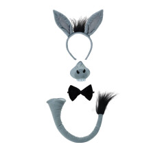 Set di accessori per costume da animale per feste di Halloween, vestito per giochi di ruolo con fascia per capelli, coda, fiocco per il naso,