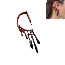 Γυναικεία σκουλαρίκια με λαβή σε κόκκινο χρώμα, γοτθικά σκουλαρίκια με ασημ