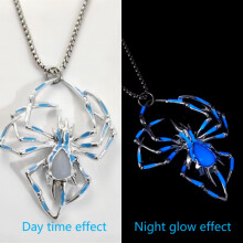 Κολιέ μενταγιόν Glow in the Dark Spider για άνδρες, χιπ χοπ γοτθικό πανκ κρανίο, μεταλλ