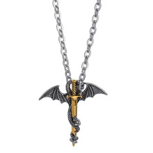 Sword Dragon Necklace for Men and Boys 24 Inches Stainless Steel Link Chain