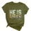 Soft Cotton He Is Risen Graphics Printed Short-Army Green L 1