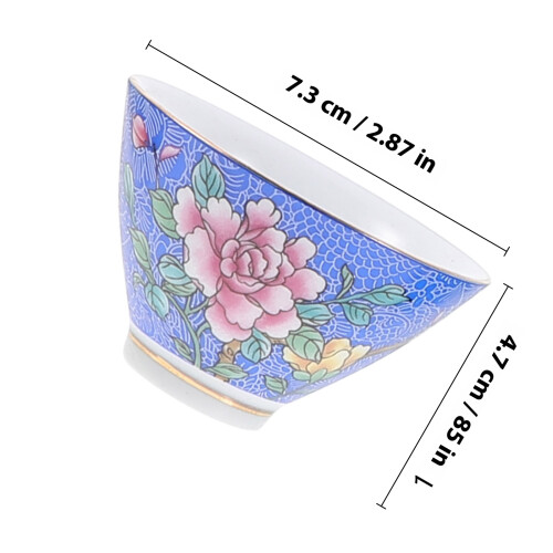 6Pcs Asian Style Ceramic Tea Cups Small Set for Office and Home 1