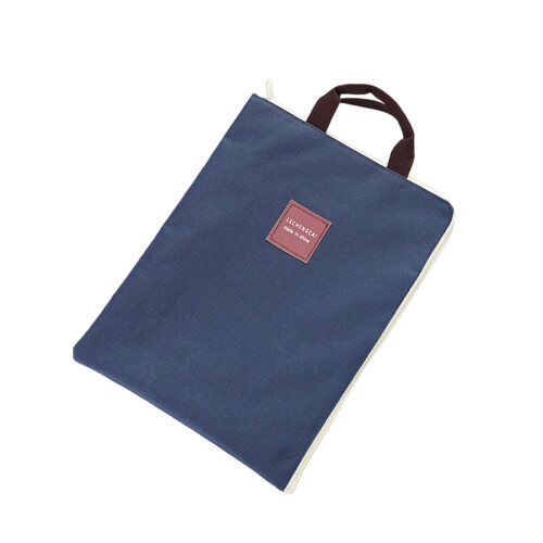 Paperwork Waterproof Zipper Lock Storage Document Bag-Navy blue