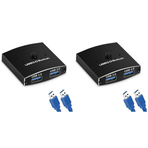 2X USB 3.0  Selector KVM  5Gbps 2 in 1 Out USB  Two-Way Sharer for Printer Keyboard Mouse Sharing