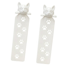 2 Stuks Schattige Kitten Vorm Plastic Bladwijzers Leerboek-Wit