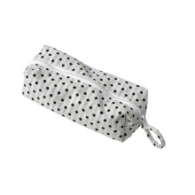 Dotted Print Fabric Pencil Case Big Capacity Pen Pouches-White