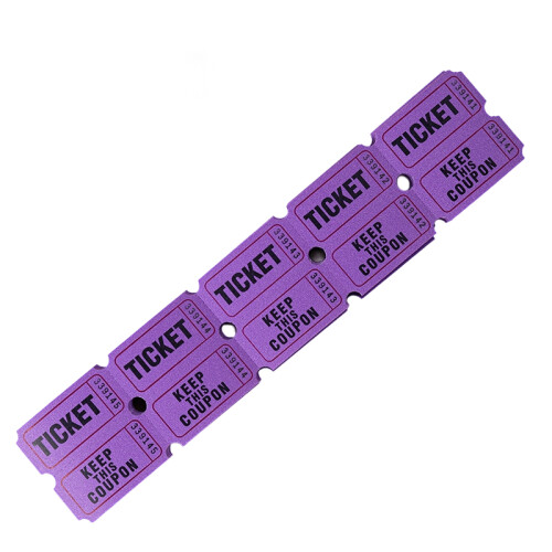 100Pcs Coated Paper Raffle Tickets Double Roll-Purple