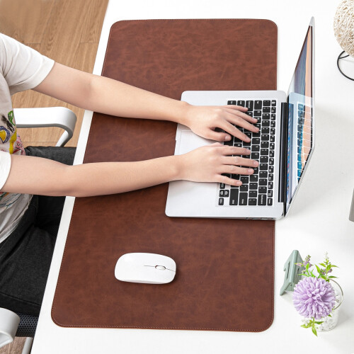 Leather Desk Pad: Large Writing Surface & Smooth Mouse Tracking（80X40cmX2） 2