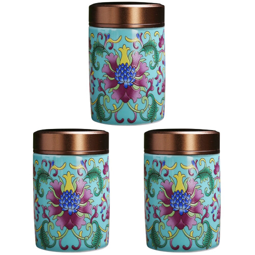 3Pcs Ceramic Tea Storage Can Multi Color for Loose Tea Leaves 1
