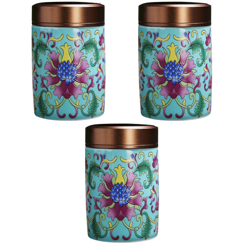 3Pcs Ceramic Tea Storage Can Multi Color for Loose Tea Leaves 2