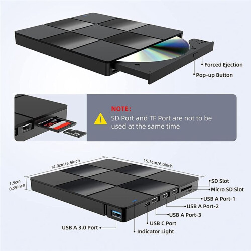 7-In-1 External Multi-Function Optical Drive USB Computer DVD Player Notebook External Recorder Ultra-Thin 1