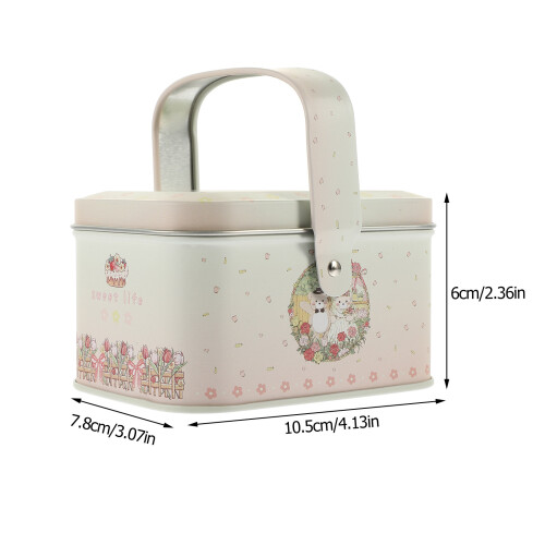 Beige Tinplate Gift Box Candy Cookie Storage Container Durable 1
