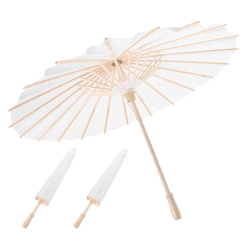 3Pièces Ombrelles En Papier Vintage Blanches Pour Décorations De