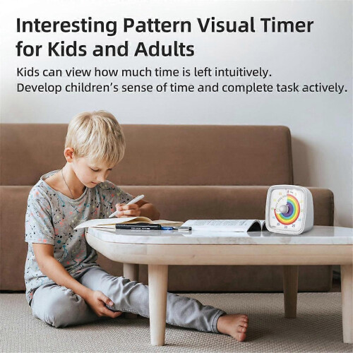60-Minute Visual Timer with Night Light, Countdown Timer,Pomodoro Timer with Rainbow Pattern for Kids and A 2