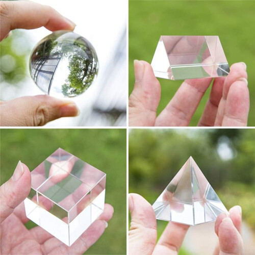 4 Pack K9 Optical Crystal Photography Prism Set, Include Crystal ,,Triangular Prism,Pyramid,Teaching Accessory 2