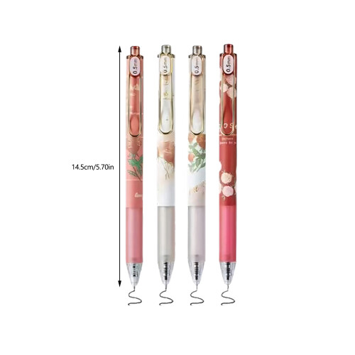 4PCS Rose Patterned Gel Inks Pen with 0.5MM Tip Retractable Gel 2