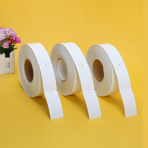white Papieren Kledinglabels, Wit Hard Karton Met Ophanggat 2
