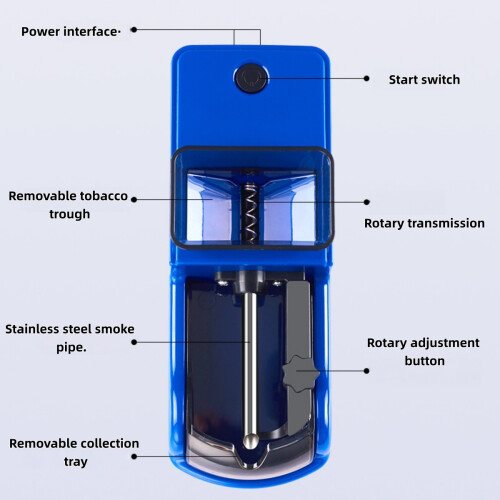 Electric Cigarette Rolling Machine - Fast Automatic Tobacco Roller with Adjustable Density & Blue Design, I 1